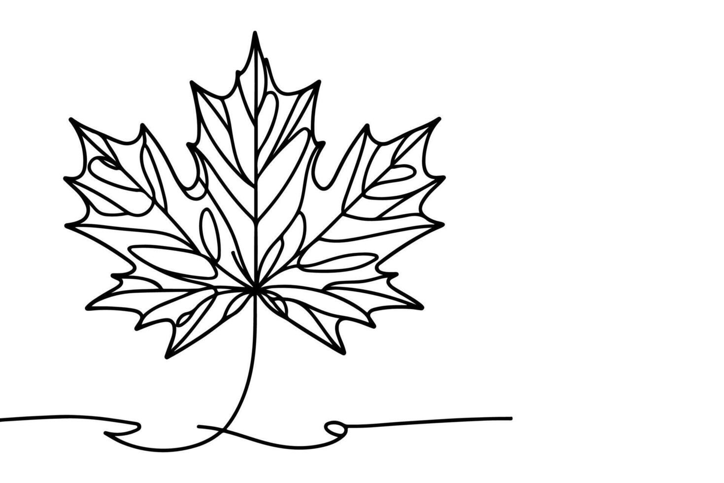 AI generated Continuous one black line drawing maple leaf icon outline doodle vector illustration