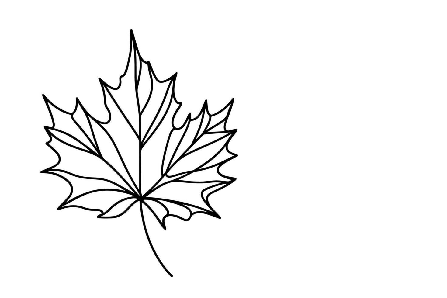 AI generated Continuous one black line drawing maple leaf icon outline doodle vector illustration