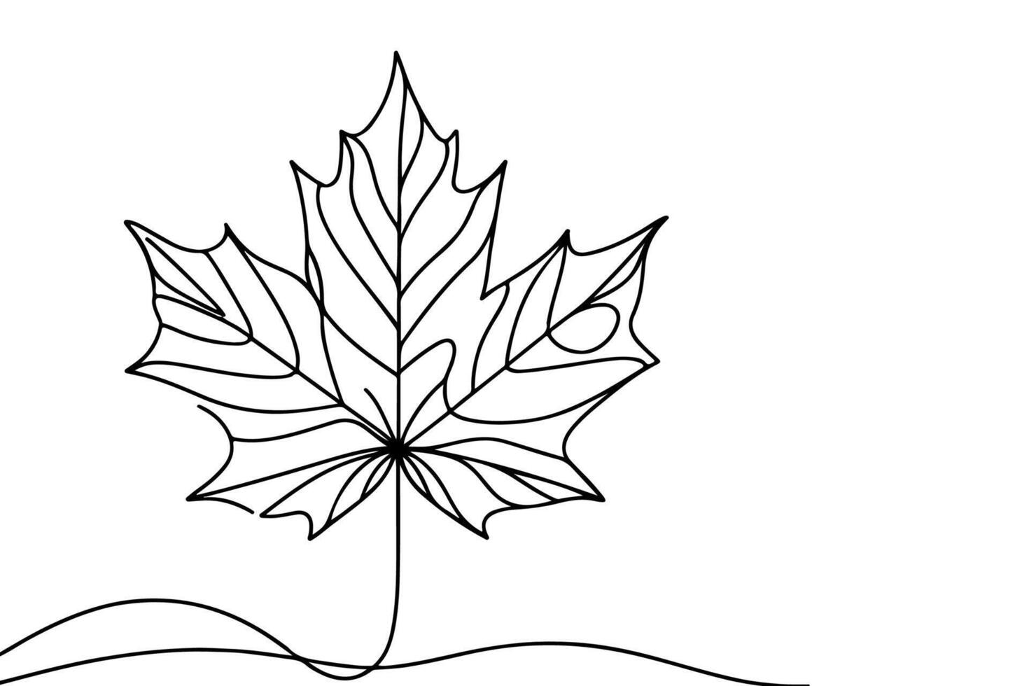 AI generated Continuous one black line drawing maple leaf icon outline doodle vector illustration