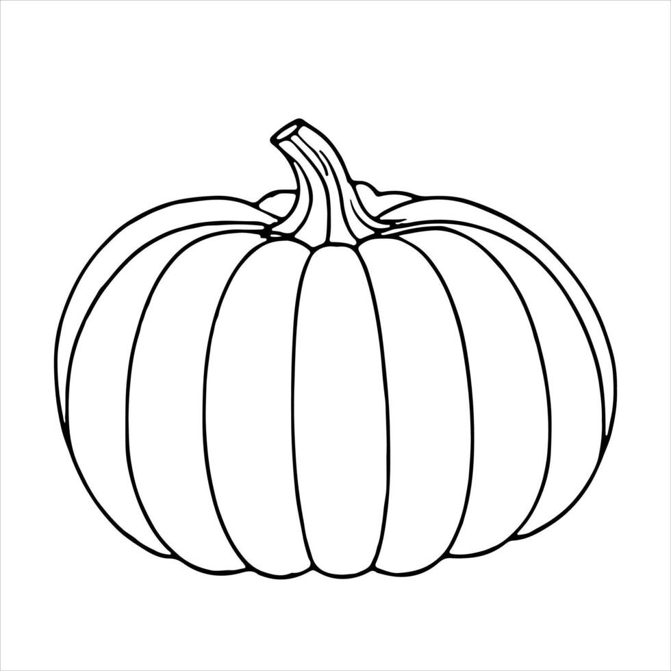 ai generado continuo uno negro línea dibujo de calabaza Víspera de Todos los Santos otoño cosecha contorno bosquejo garabatear para colorante vector en blanco antecedentes