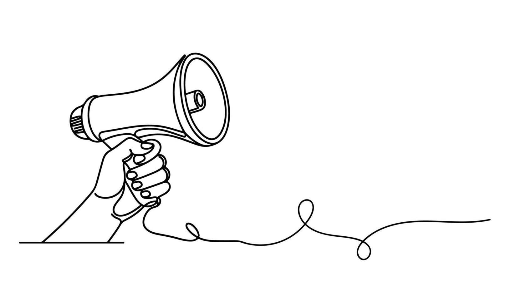 AI generated One continuous line drawing of hand holding a megaphone outline doodle vector illustration on white background