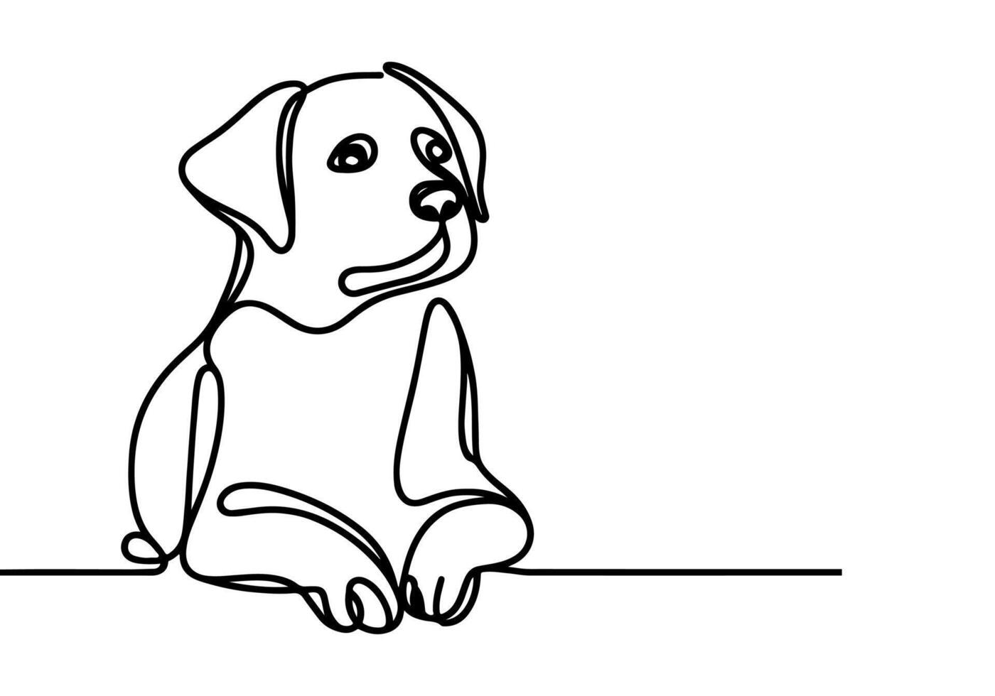 AI generated Continuous one black line drawing of dog outline doodle vector illustrationon white background