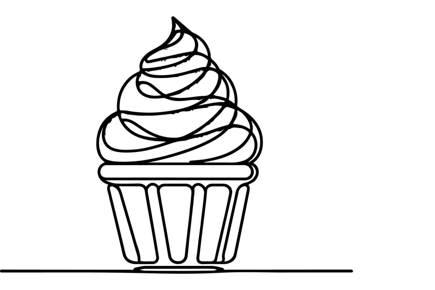AI generated Continuous one black line drawing of ice cream icon outline doodle summer concept vector illustration on white background