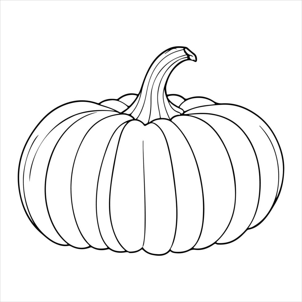 ai generado continuo uno negro línea dibujo de calabaza Víspera de Todos los Santos otoño cosecha contorno bosquejo garabatear para colorante vector en blanco antecedentes