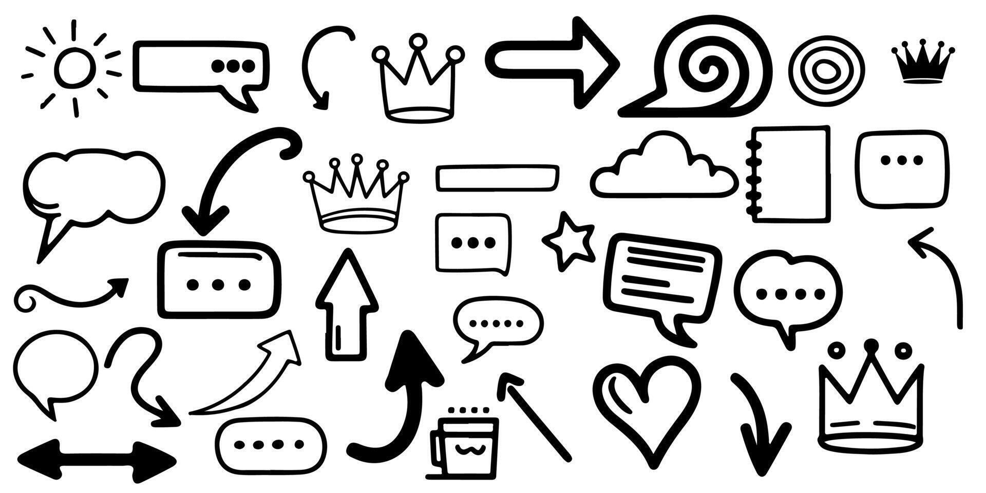 AI generated Hand drawn design elements set to decorative black line icon outline doodle vector illustration