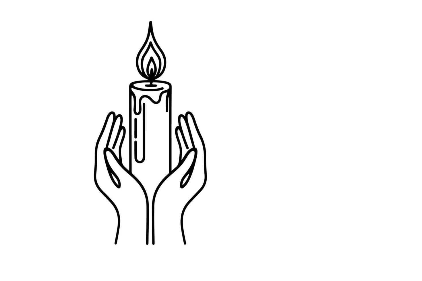 AI generated Continuous one black line drawing of candle light outline doodle vector illustration isolated on white background.