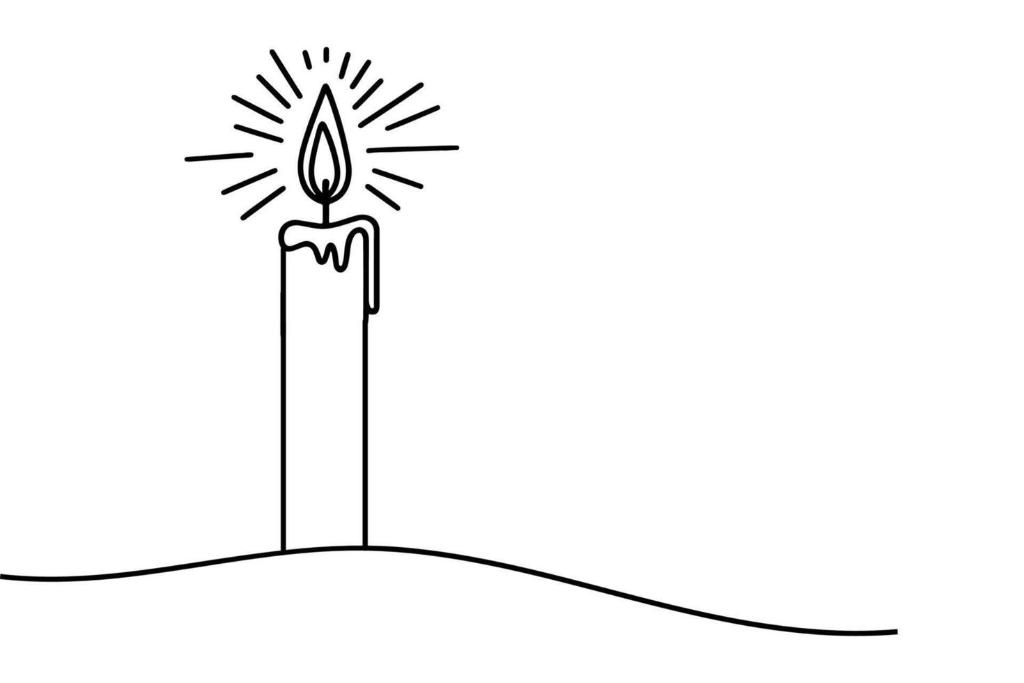 AI generated Continuous one black line drawing of candle light outline doodle vector illustration isolated on white background.
