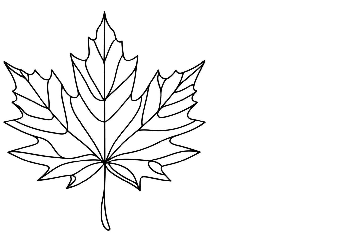 AI generated Continuous one black line drawing maple leaf icon outline doodle vector illustration