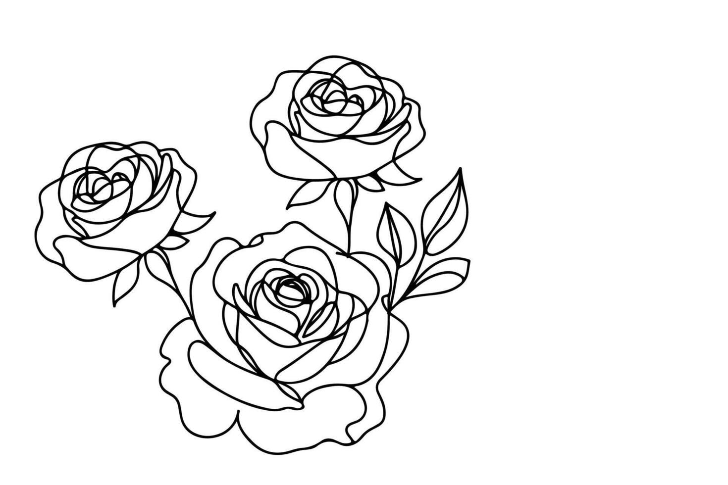 continuo uno negro línea Arte dibujo hermosa Rosa contorno garabatear colorante vector ilustración en blanco antecedentes