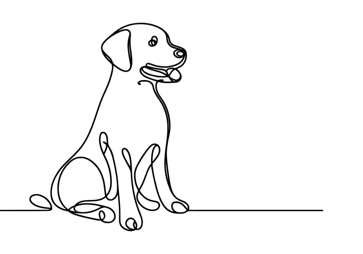 AI generated Continuous one black line drawing of dog outline doodle vector illustrationon white background