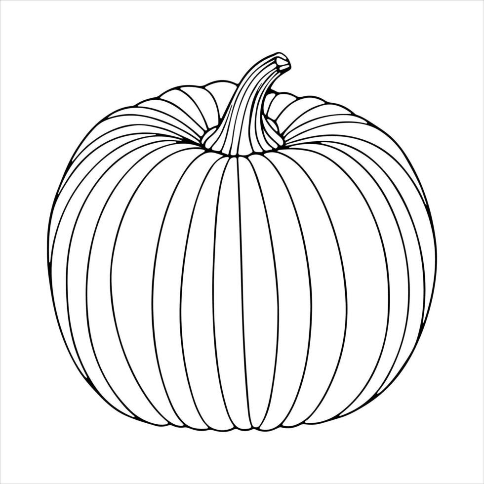 ai generado continuo uno negro línea dibujo de calabaza Víspera de Todos los Santos otoño cosecha contorno bosquejo garabatear para colorante vector en blanco antecedentes