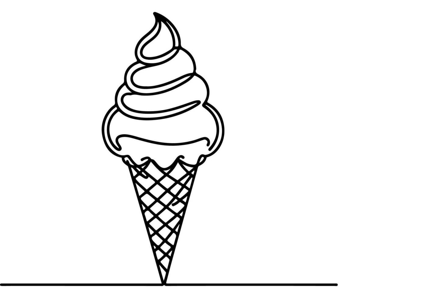 AI generated Continuous one black line drawing of ice cream icon outline doodle summer concept vector illustration on white background