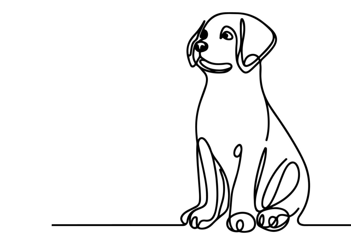 AI generated Continuous one black line drawing of dog outline doodle vector illustrationon white background