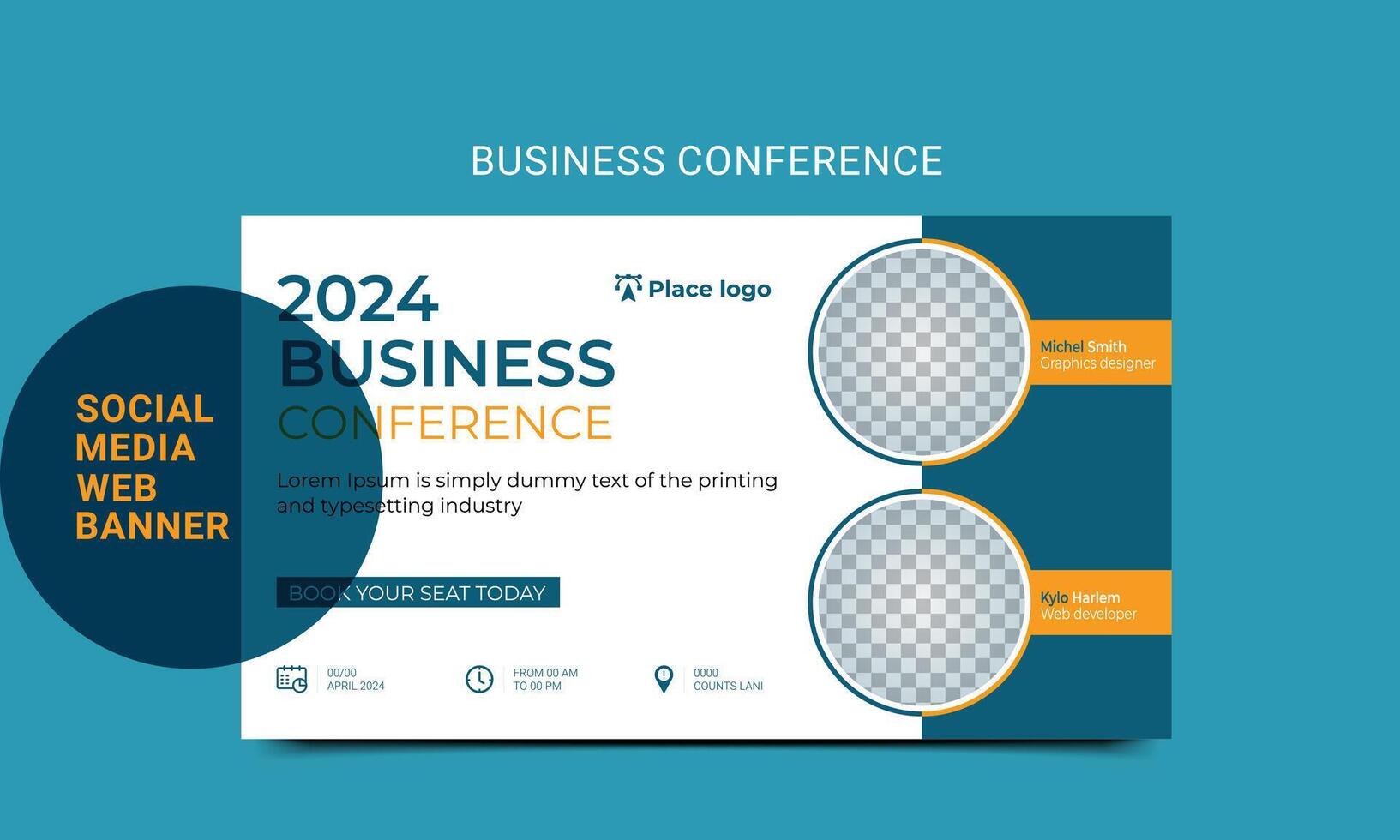 PrintBusiness webinar Conference Concept Banner Template or social media horizontal banner. Live conference banner design template. vector