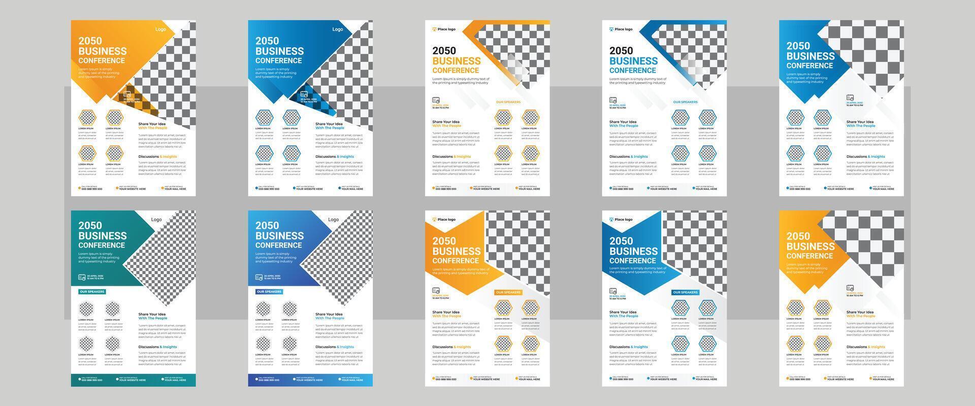Conference business flyer vector design template. Creative corporate business conference flyer brochure template bundle.