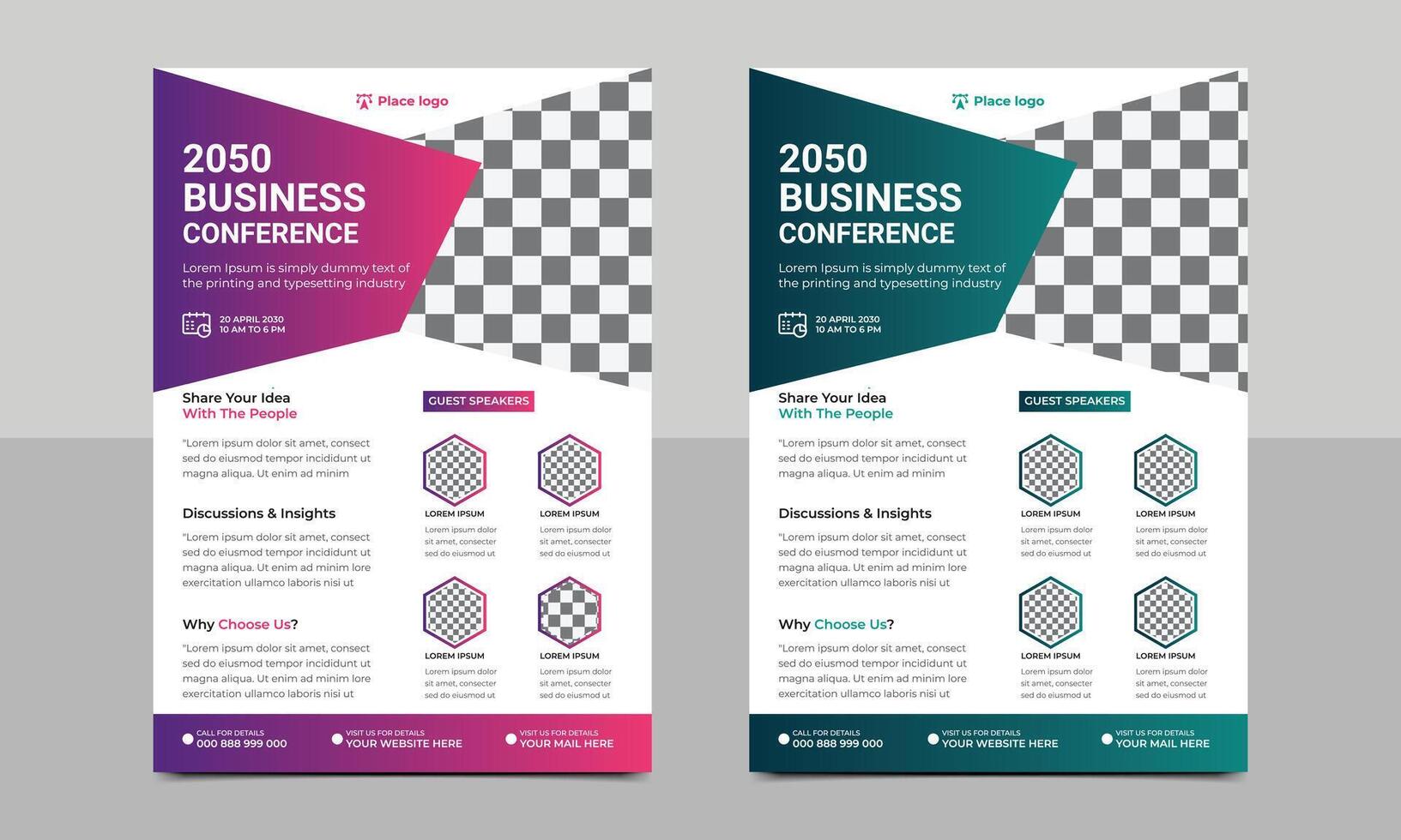Corporate Business Conference poster and flyer design layout template in A4 size. vector illustration.