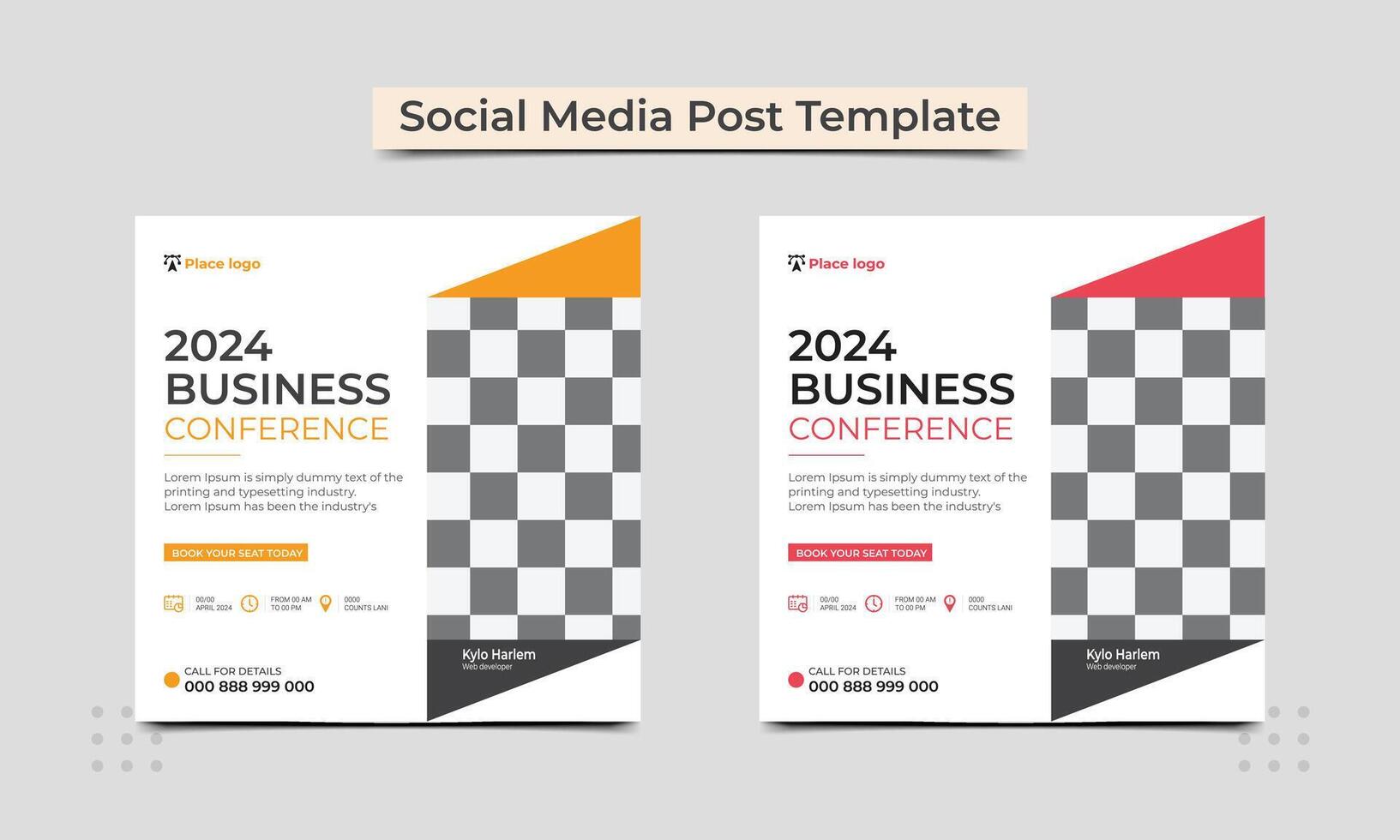 Business conference banner template. Webinar and business conference social media post template. vector illustration.