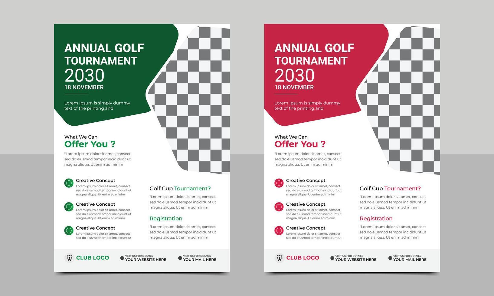 Golf Tournament Flyer Layout Template Design. vector