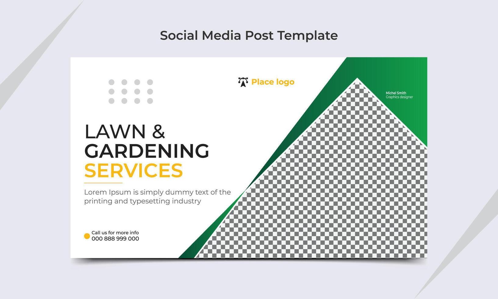 césped y jardinería Servicio social medios de comunicación enviar web bandera modelo diseño. vector