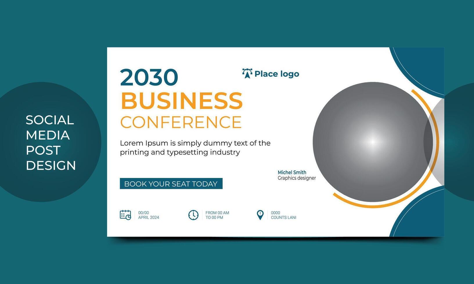 Business webinar Conference Concept Banner Template or social media horizontal banner. Live conference web banner design template. vector illustration.