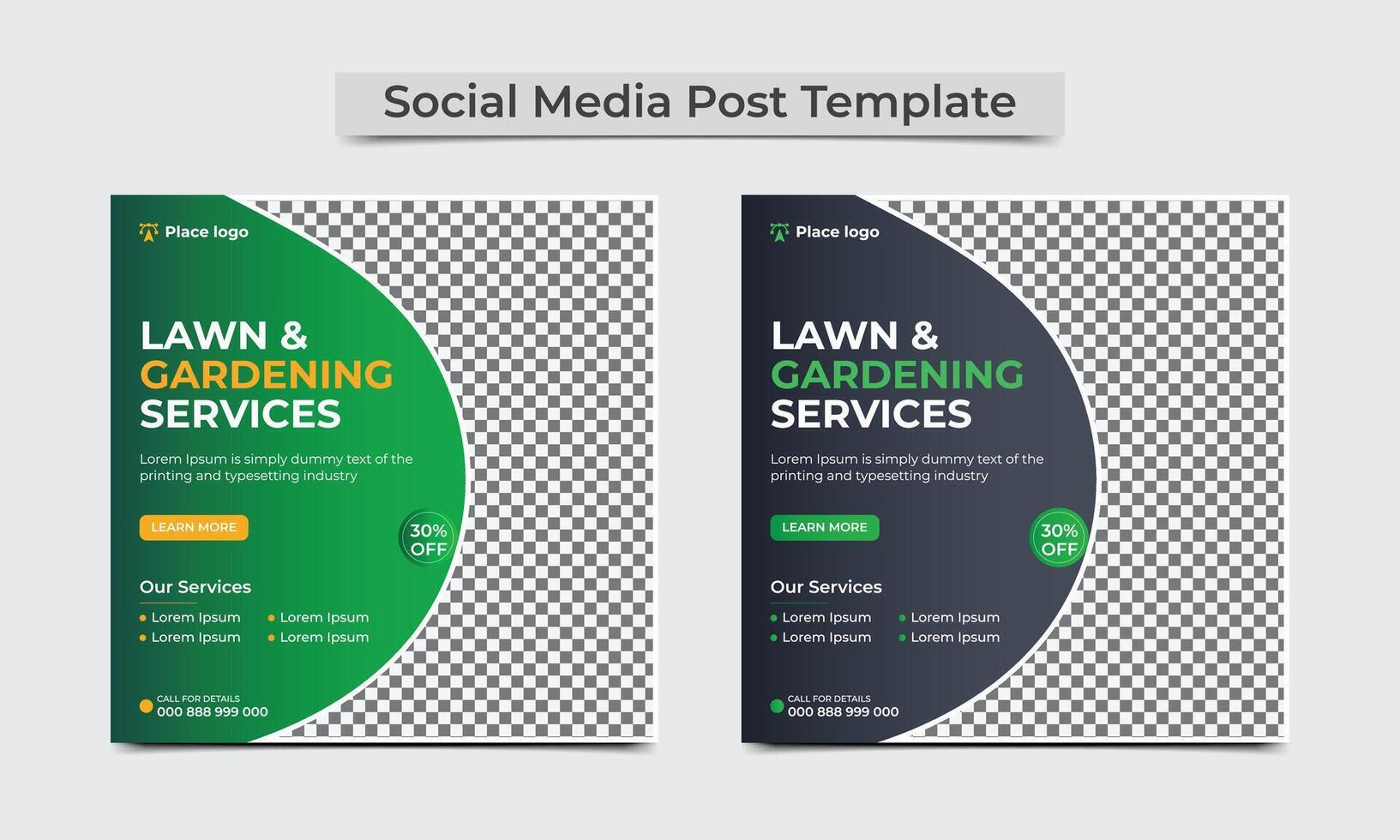 Lawn garden or landscaping service social media post template. Lawn gardening web banner template design. vector illustration.