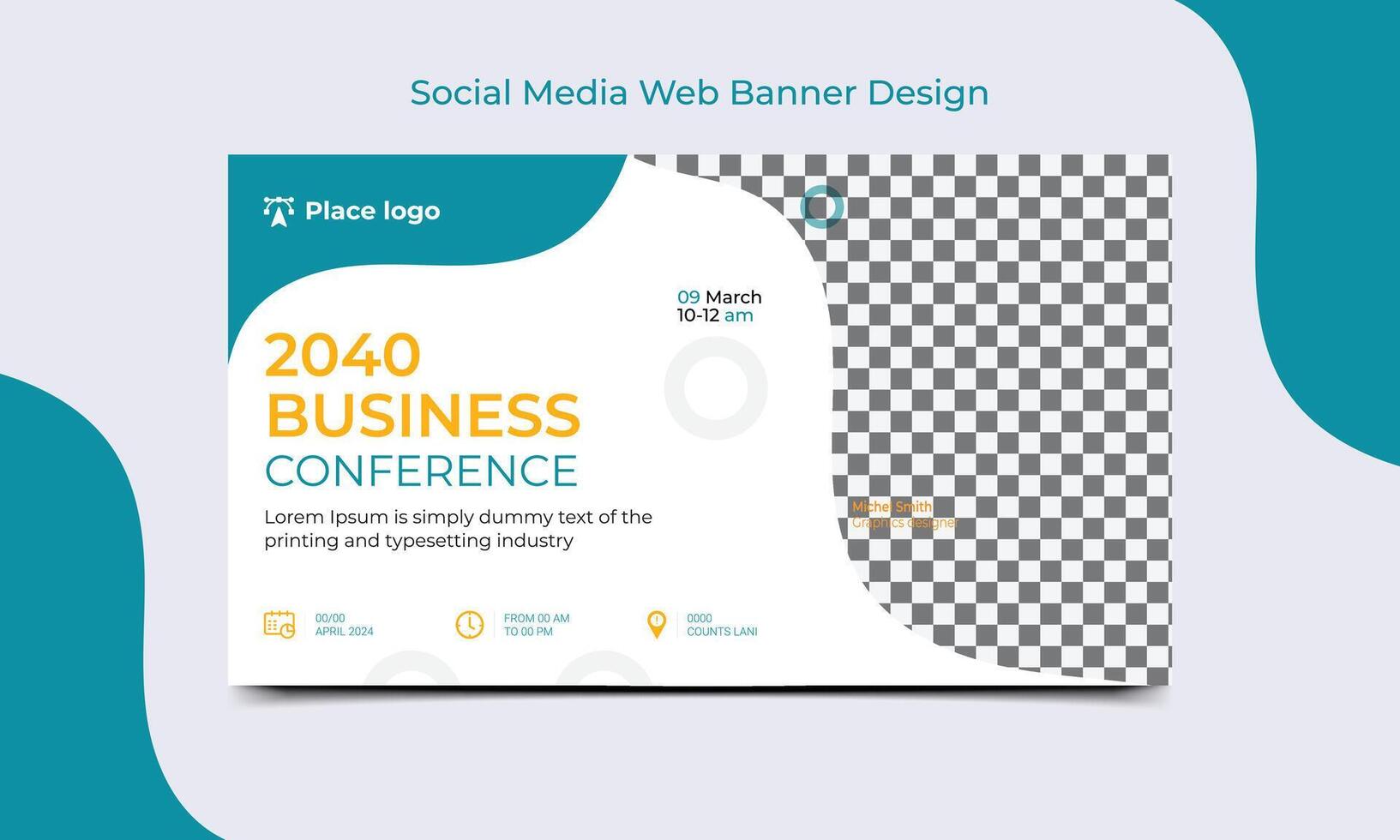 Business webinar Conference Concept Banner Template or social media horizontal banner. Live conference banner design template. vector