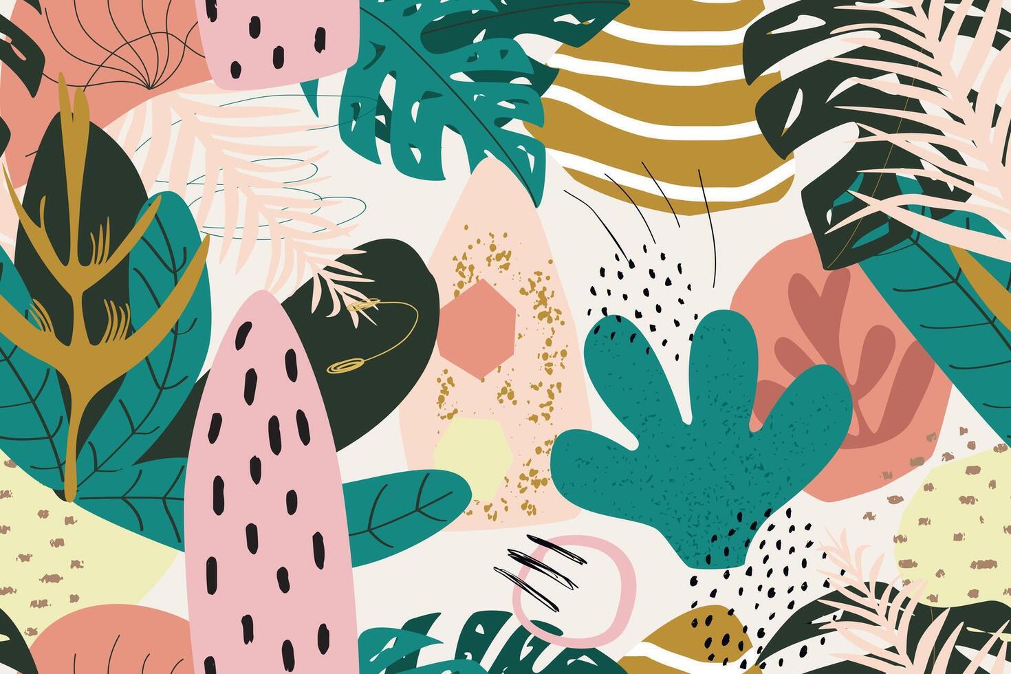 Vector seamless tropical pattern with exotic plant