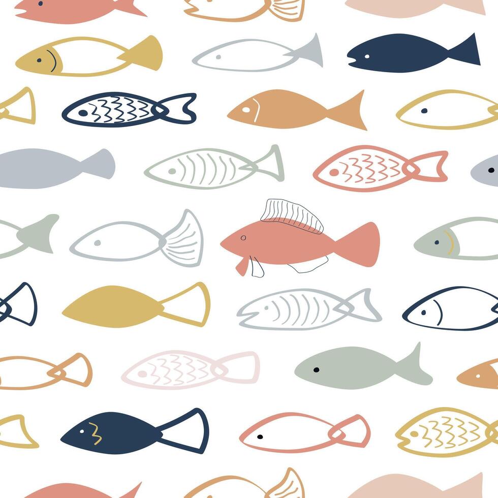 fish seamless pattern for background, wrap, fabric vector