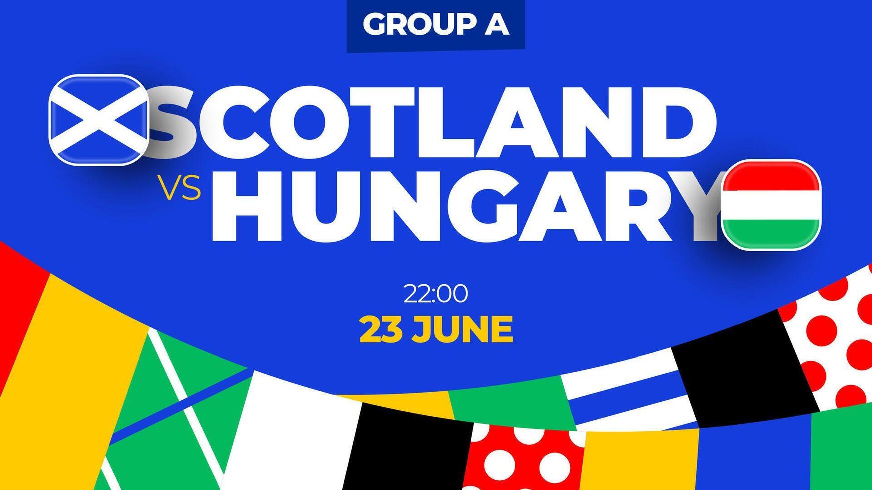 Escocia vs Hungría fútbol americano 2024 partido versus. 2024 grupo etapa campeonato partido versus equipos introducción deporte fondo, campeonato competencia vector