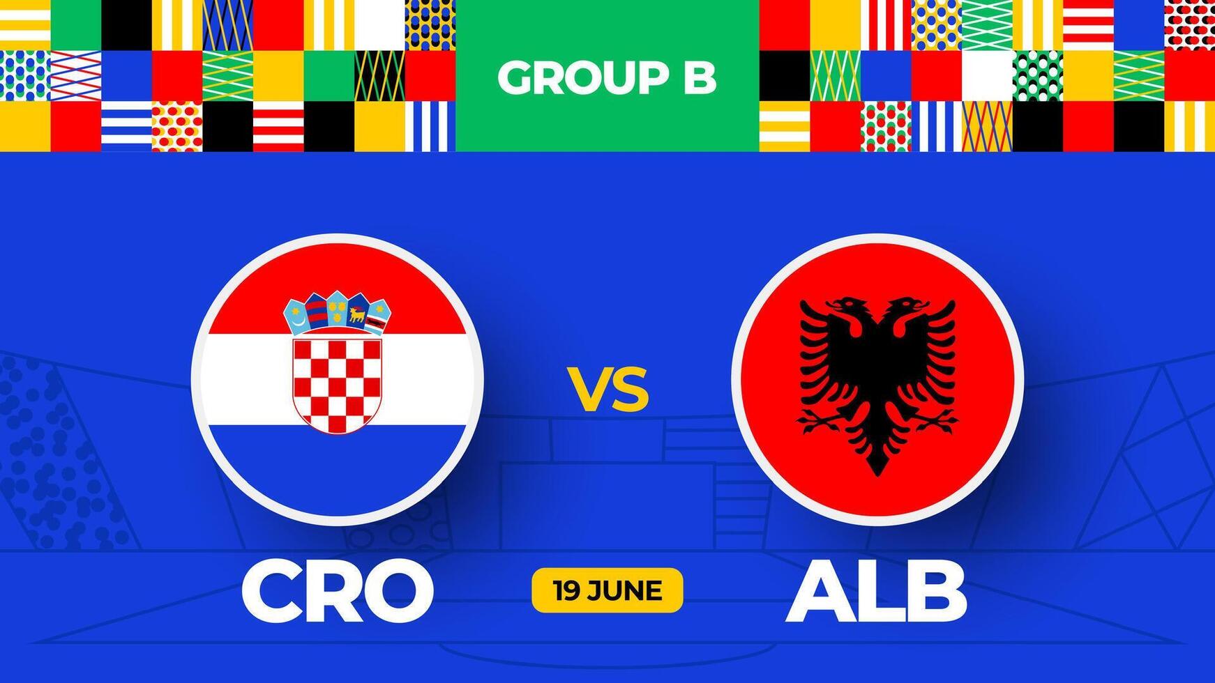 Croatia vs Albania football 2024 match versus. 2024 group stage championship match versus teams intro sport background, championship competition vector