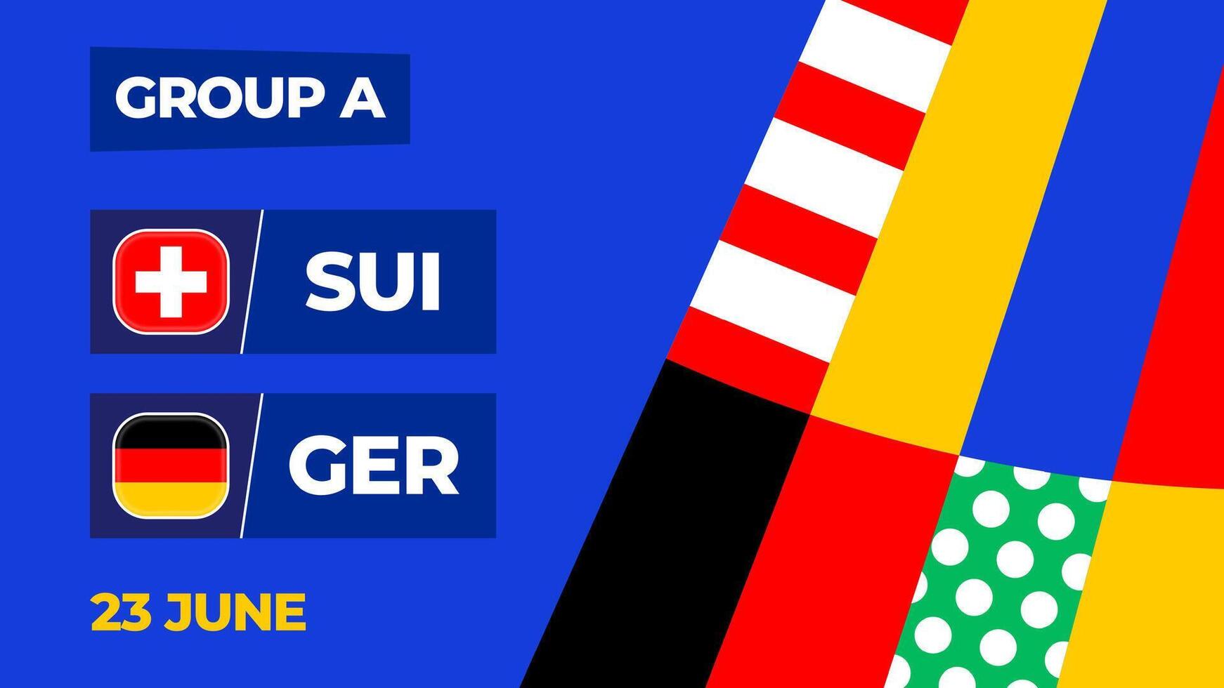 Switzerland vs Germany football 2024 match versus. 2024 group stage championship match versus teams intro sport background, championship competition vector