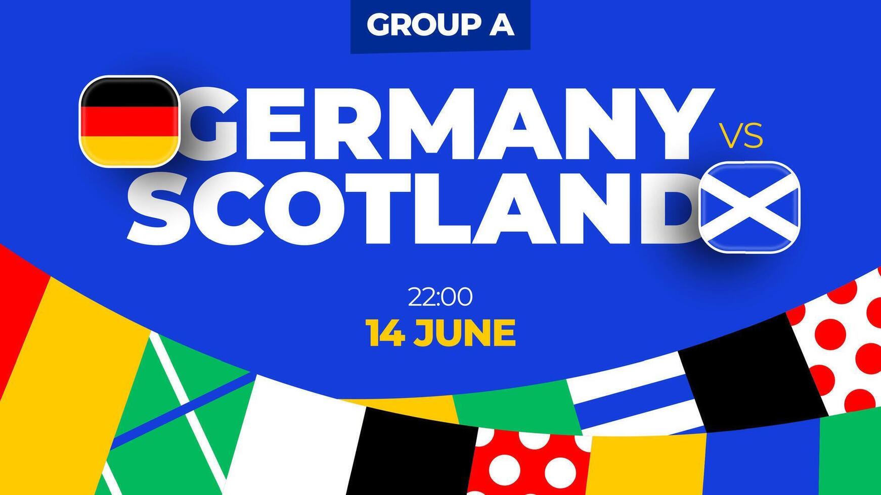 germany vs scotland football 2024 match versus. 2024 group stage championship match versus teams intro sport background, championship competition vector