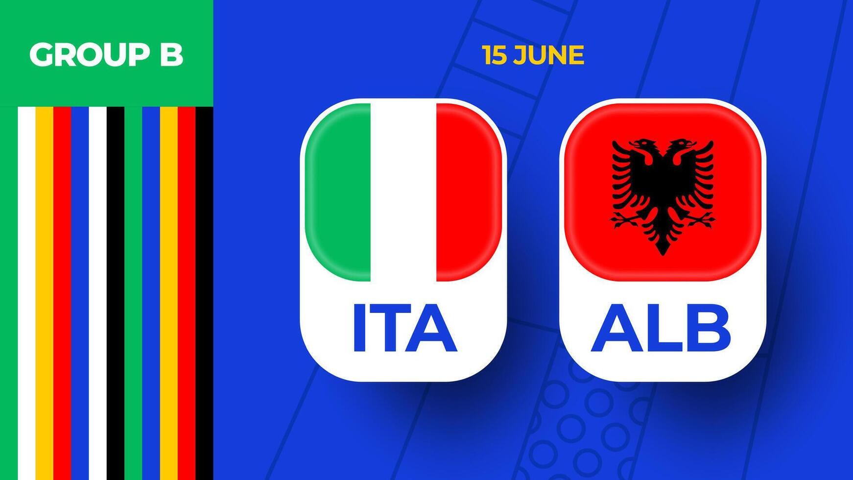 Italy vs Albania football 2024 match versus. 2024 group stage championship match versus teams intro sport background, championship competition vector