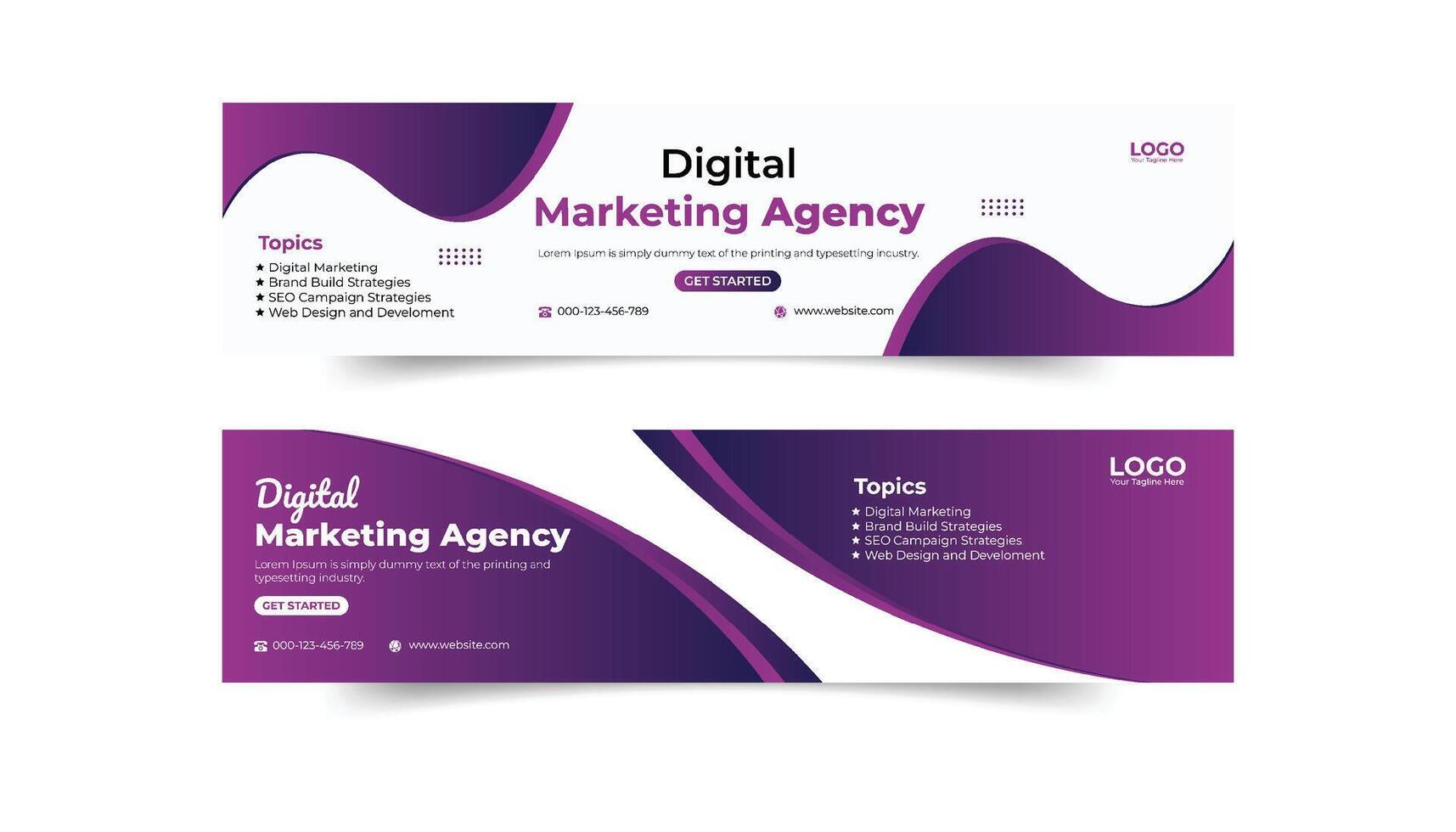 Banner de marketing de negocios digitales para plantilla de publicación de redes sociales. vector