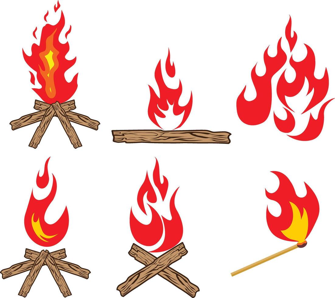 conjunto de campamento de bomberos vector icono