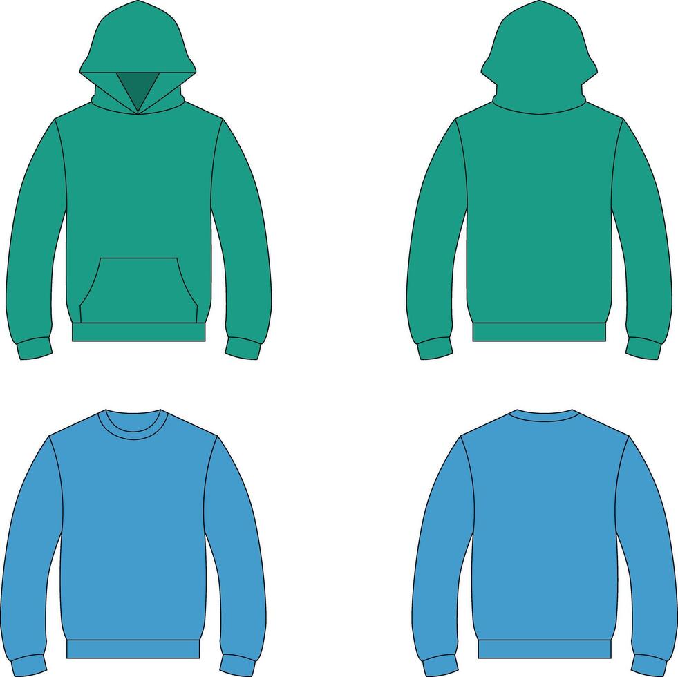 hoodie sweatshirt mockup front and back view vector