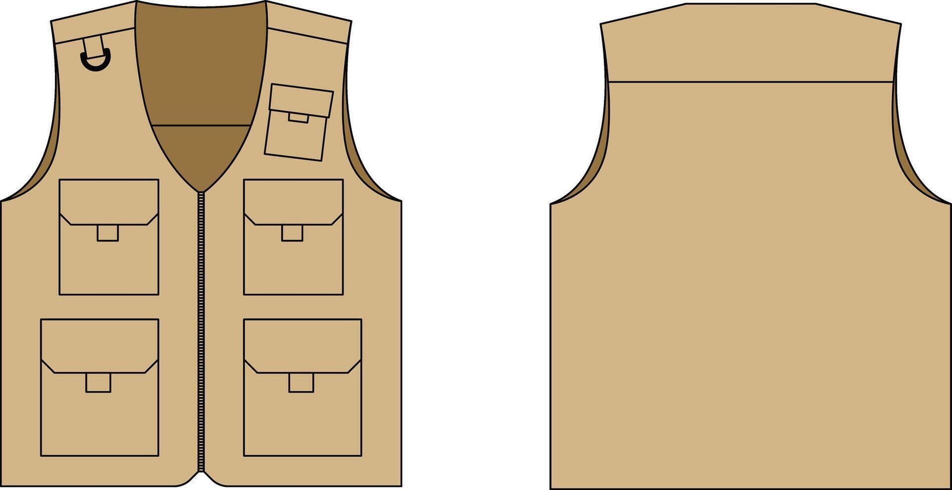 chest vest bag front and back view vector