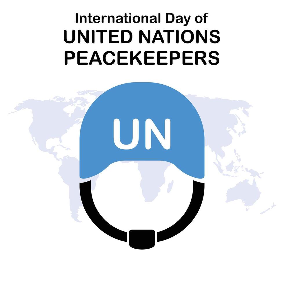 illustration vector graphic of peace soldier helmet, showing world map background, perfect for international day, united nations peacekeepers, celebrate, greeting card, etc.