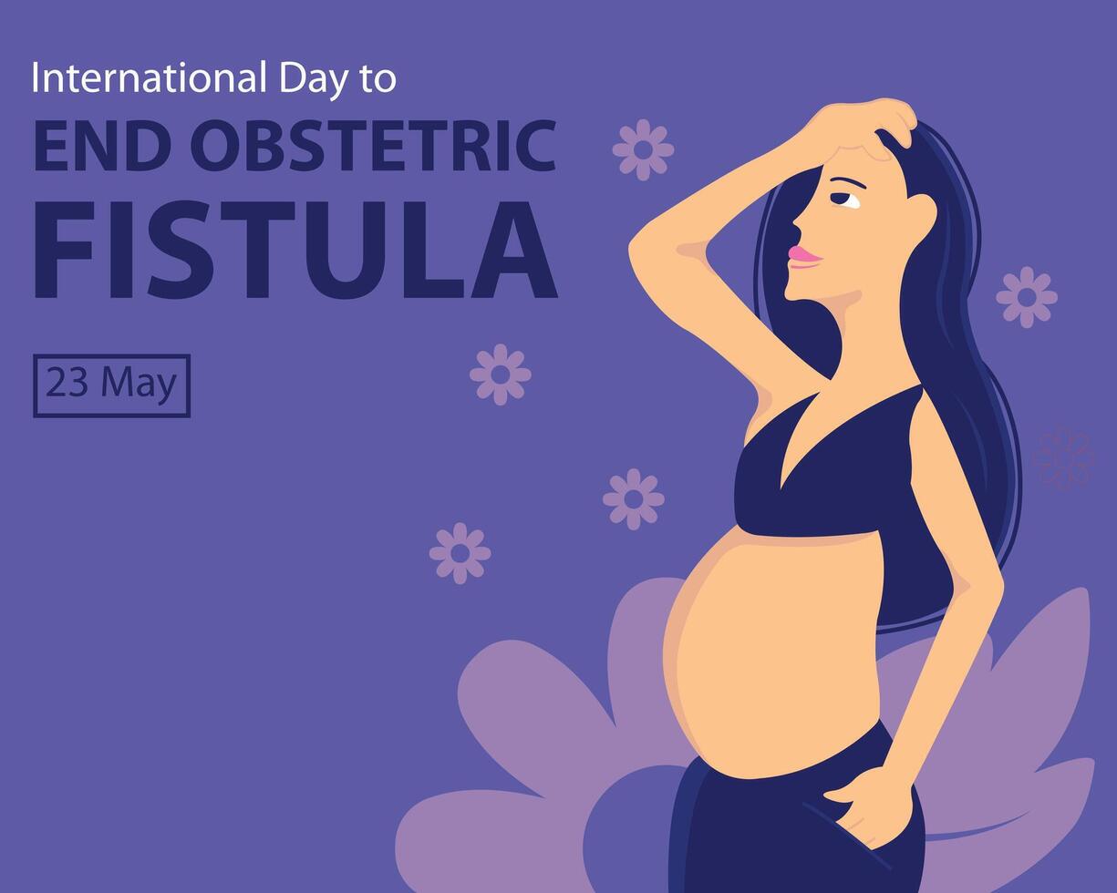 illustration vector graphic of pregnant woman is holding her forehead, perfect for international day, end obstetric fistula, celebrate, greeting card, etc.
