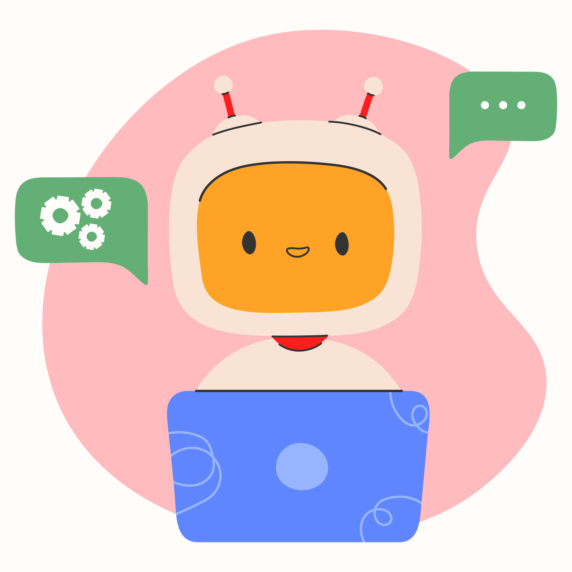 Cute chatbot ai character.Artificial intelligence chat service business ...