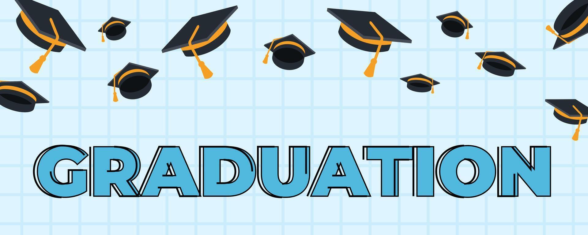 graduation 2024 text background typography lettering line design black caps trendy banner vector