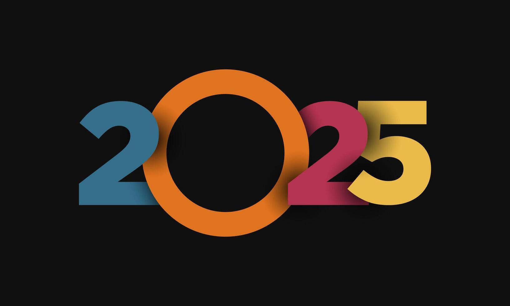 contento nuevo año 2025 texto diseño en negro antecedentes. vector