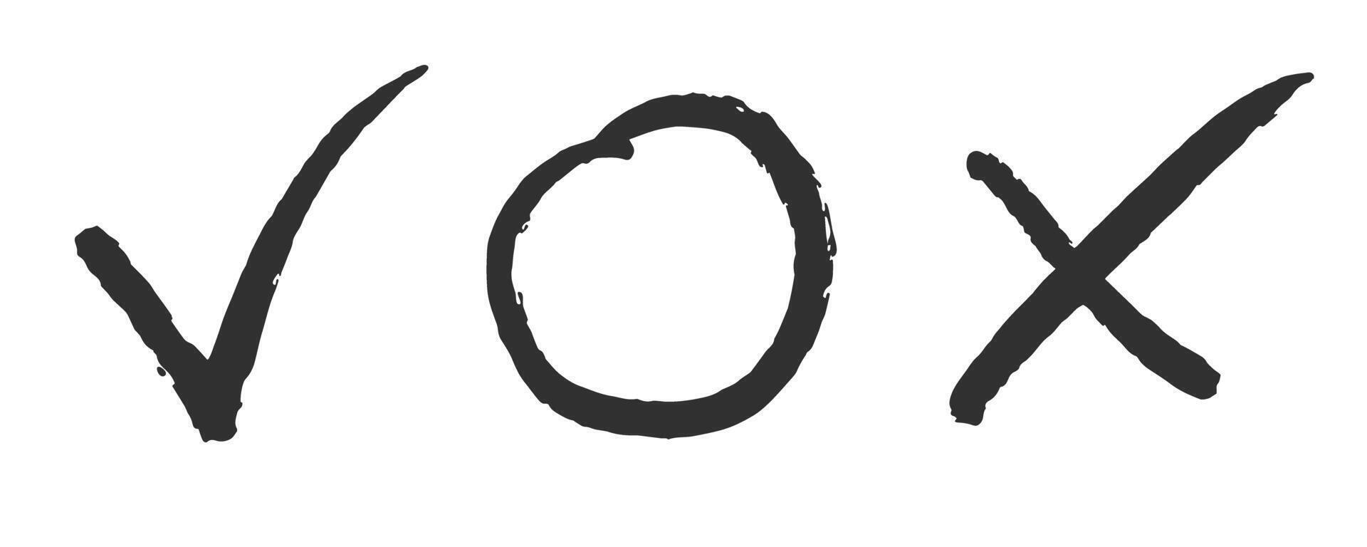 Black Ink Check, Circle, and Cross Signs vector