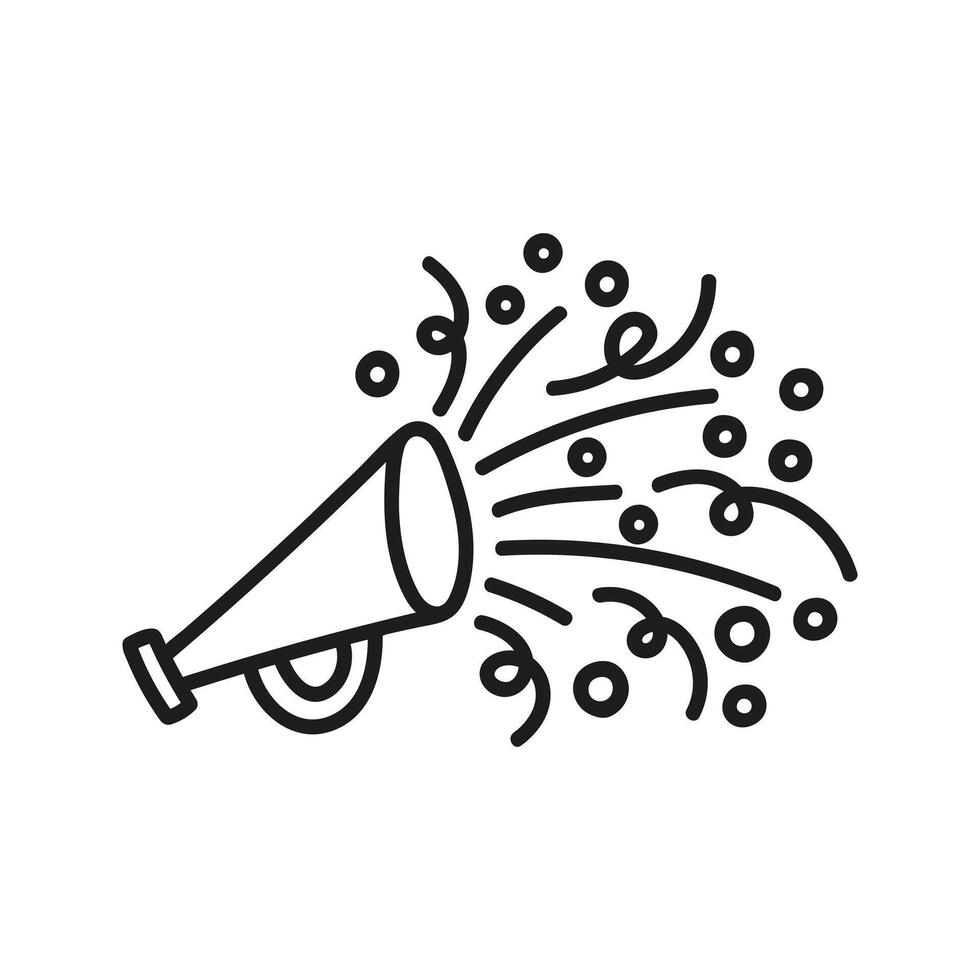 Single firework with loudspeaker for celebration. Hand drawn doodle vector illustration