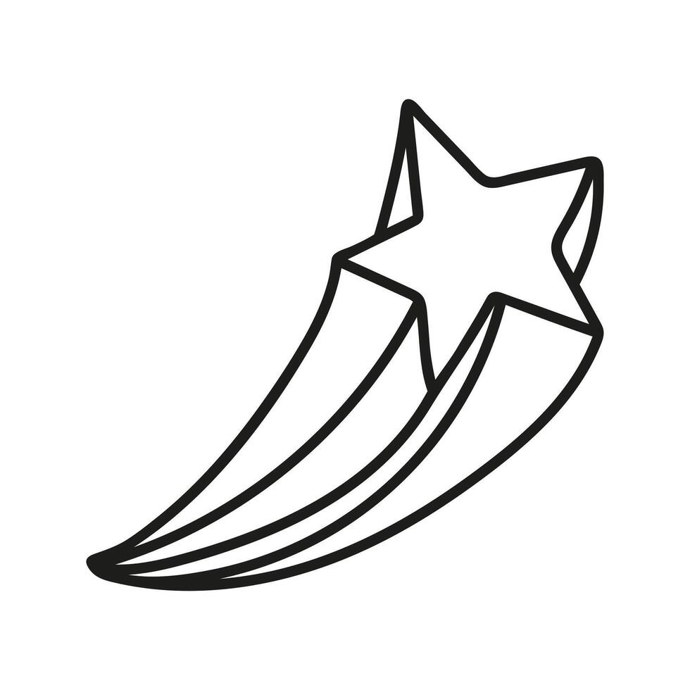 Single star, comet tail in cosmos. Hand drawn doodle illustration vector