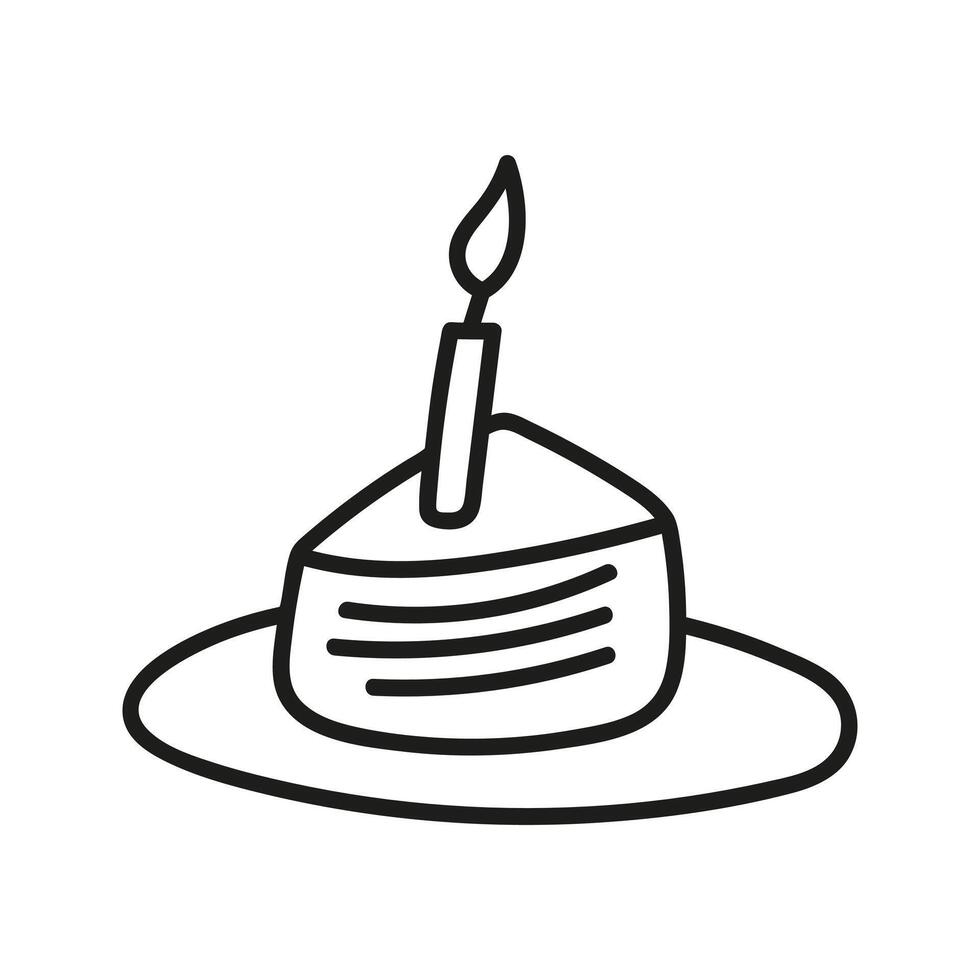 Single cake with candles. Hand drawn doodle vector illustration