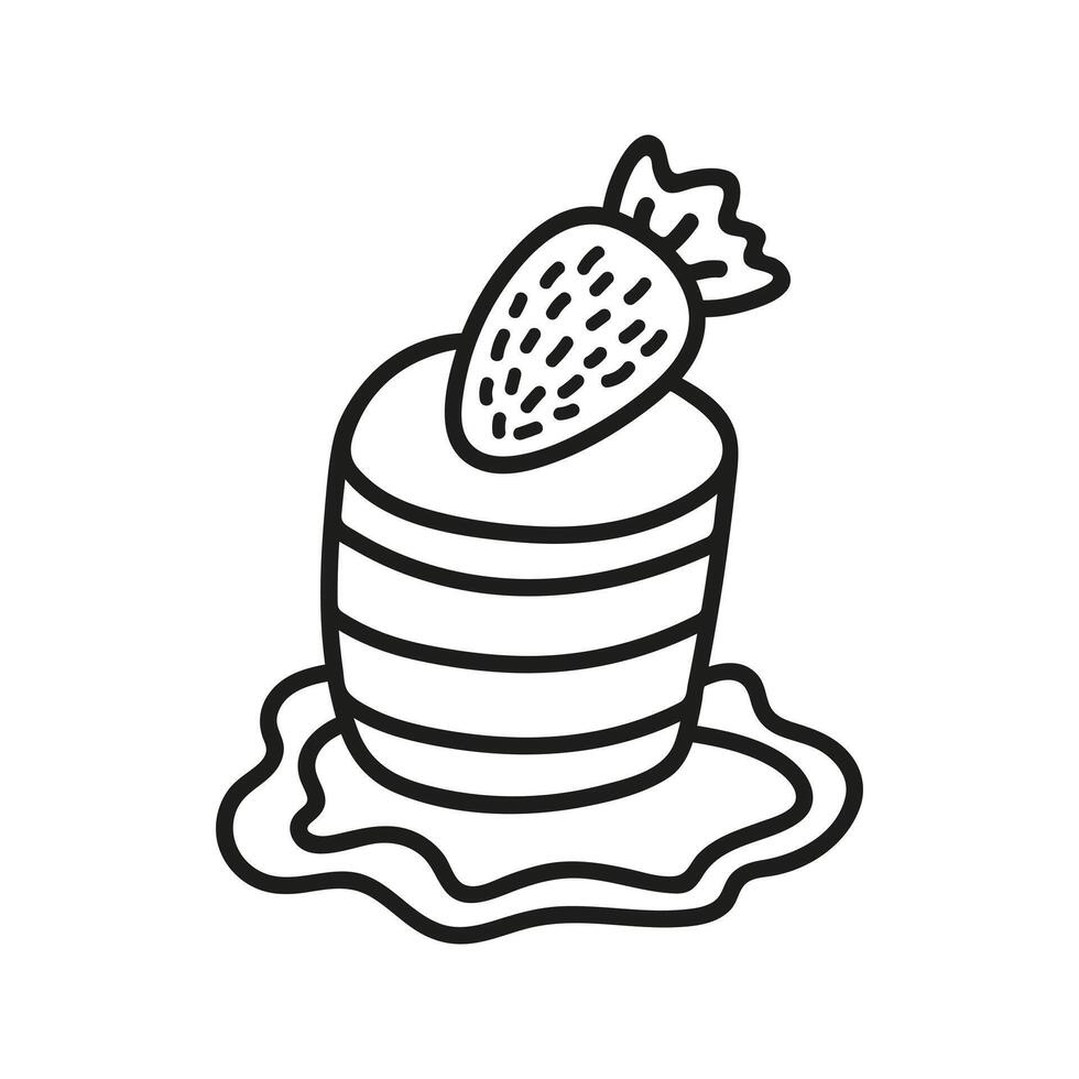 Single cake with strawberry. Hand drawn doodle vector illustration