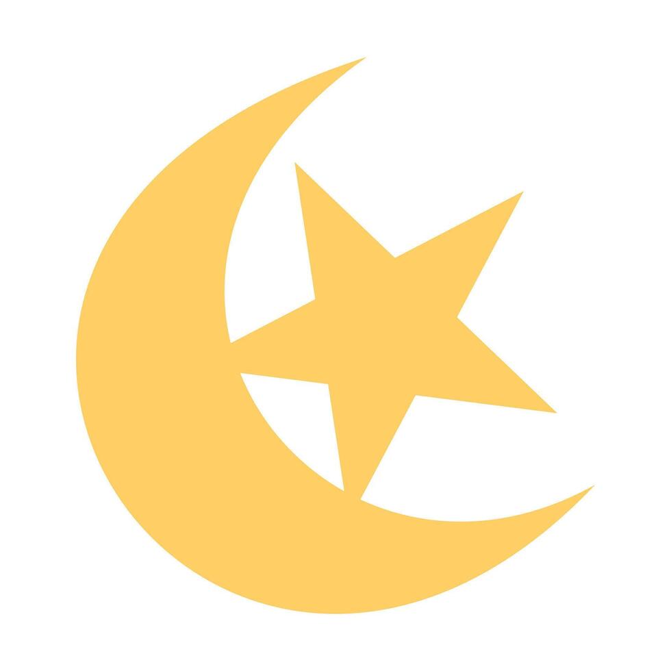 crescent moon with star isolated icon vector illustration design graphic flat style. Graphic design template elements with spiritual and religious themes