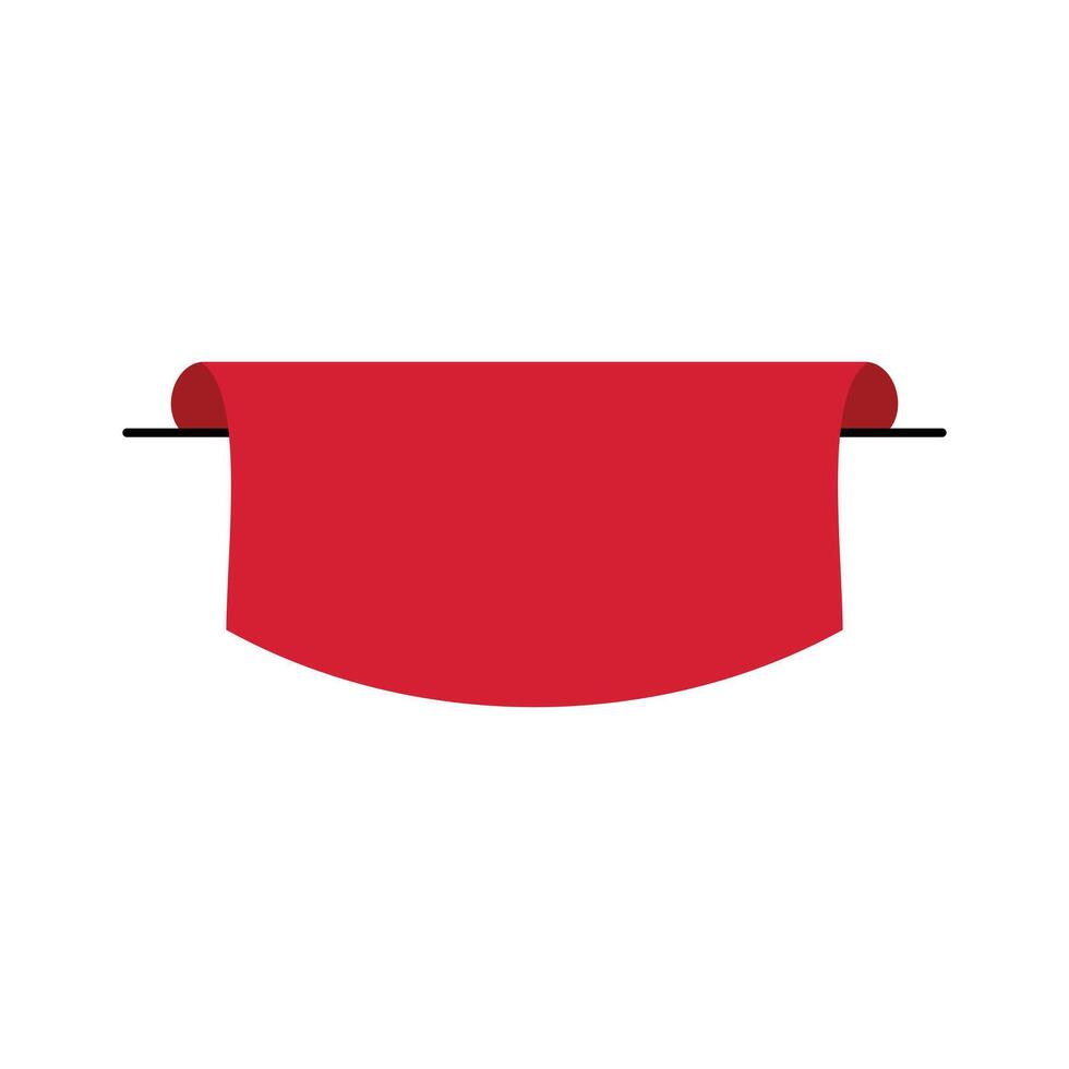 Red ribbon icon. Flat illustration of red ribbon vector icon for web. Abstract illustration of simple icon in flat style. Element design graphic template with banner design theme