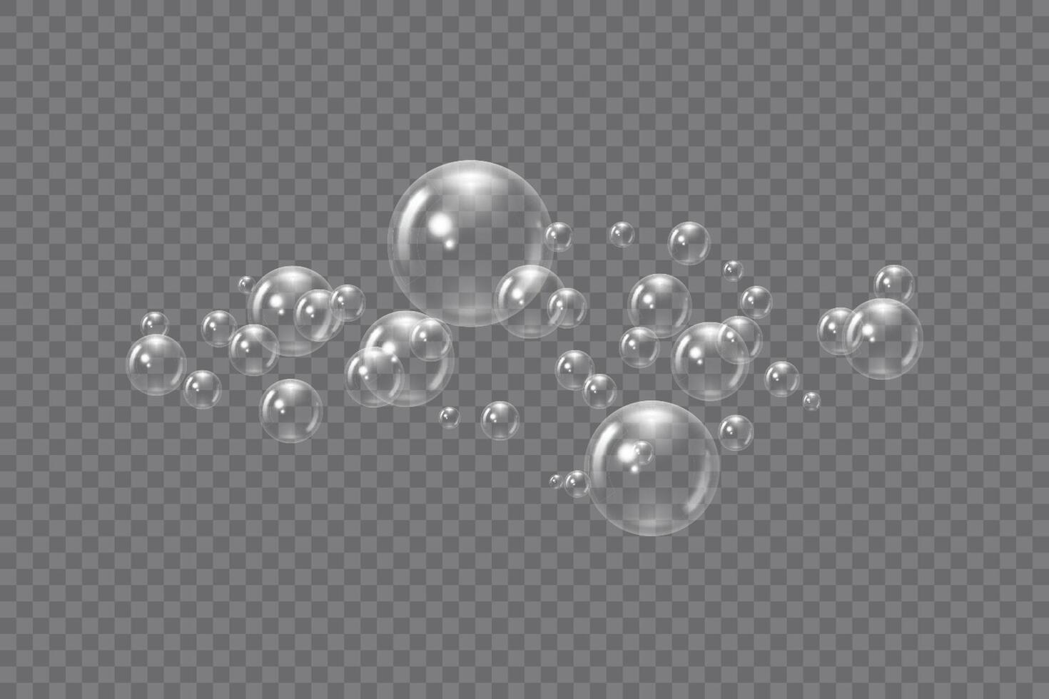 3d Flying transparent Realistic soap bubbles. Vector illustration